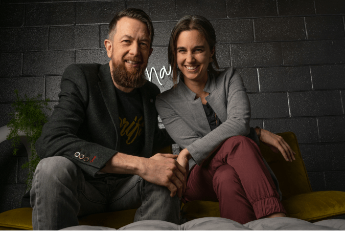 Sitting together smiling